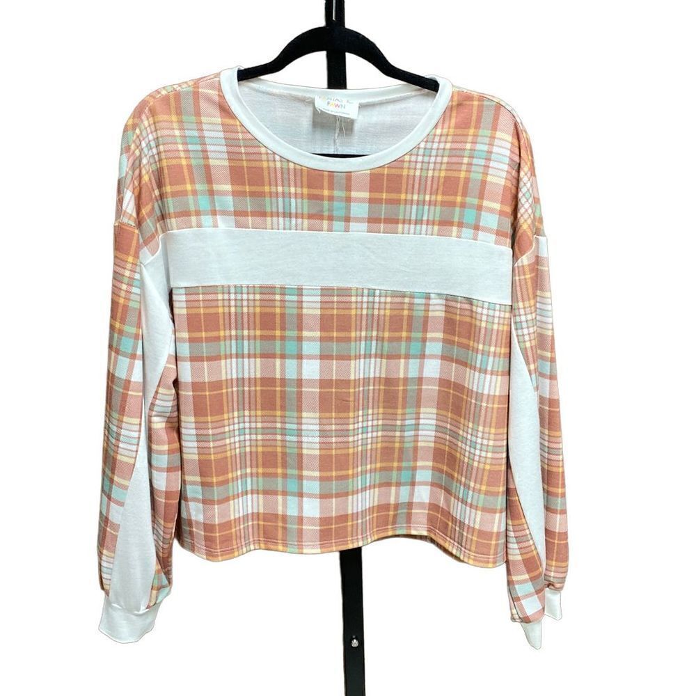 Fantastic Fawn Multi Long Sleeve Crop Top Size Small NWOT